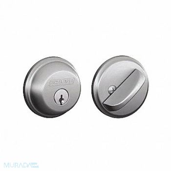 SCHLAGE Deadbolt Satin Chrome Alike Keying, 49Z990