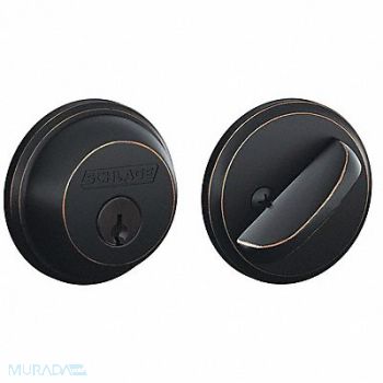 SCHLAGE Deadbolt Aged Bronze Single Cylinder, 49Z992