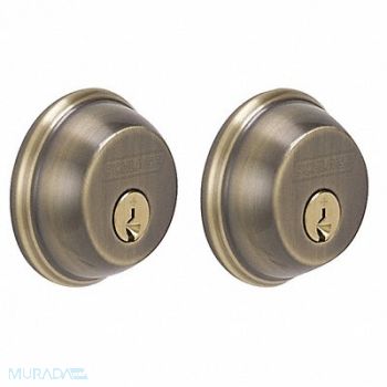 SCHLAGE Deadbolt Antique Brass Double Cylinder, 49Z993