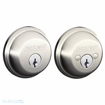 SCHLAGE Deadbolt Polished Nickel Double Cylinder, 49Z995