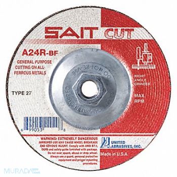 UNITED ABRASIVES-SAIT Abrasive Cut-Off Wheel 4-1/2 in Dia., 4AYF2