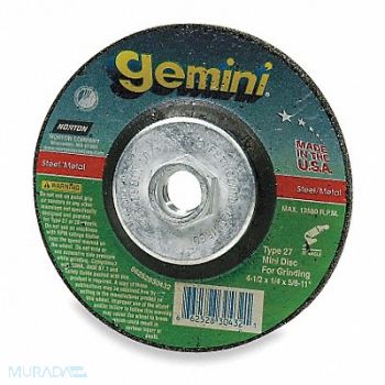 NORTON Depressed Ctr Whl T27 4.5x1/8x5/8-11 AO, 4B172