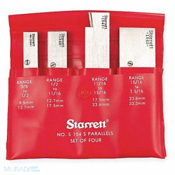 STARRETT Parallel Set 3/8-1 5/16 In 4 Pc, 4CEP5