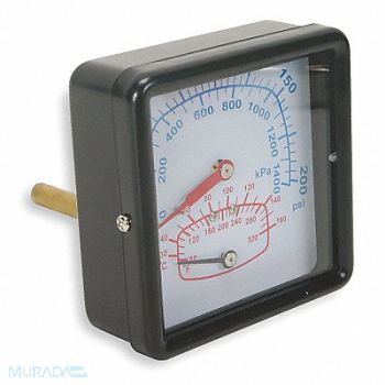 GRAINGER APPROVED Boiler Gauge Square 0-200PSI 80 to 320 F, 4CFC9