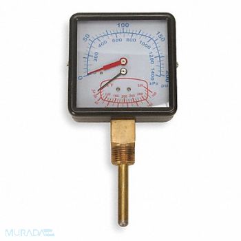 GRAINGER APPROVED Boiler Gauge Square 0-200PSI 80 to 320 F, 4CFD1