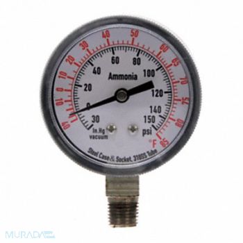 GRAINGER APPROVED Compound Gauge Ammonia 2 1/2 In 150 Psi, 4CFW6