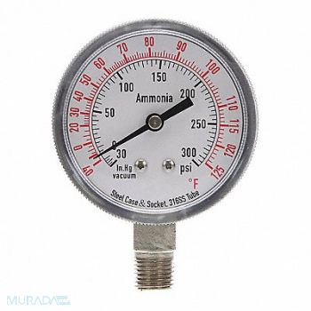GRAINGER APPROVED Compound Gauge Ammonia 2 1/2 In 300 Psi, 4CFW7