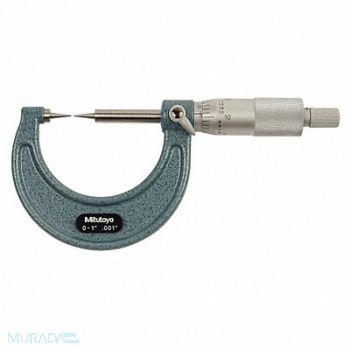 MITUTOYO Point Micrometer 0-1 In 15 Deg Steel, 4CGD6