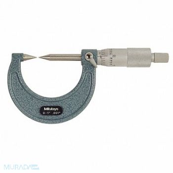 MITUTOYO Point Micrometer 0-1 In 30 Deg Steel, 4CGD8