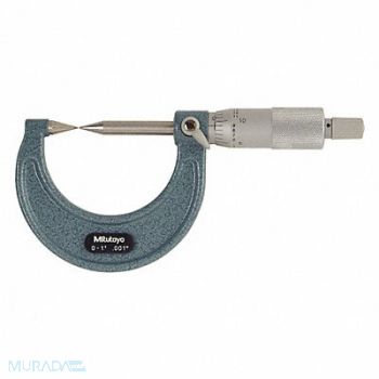 MITUTOYO Point Micrometer 0-1 In 30 Deg Carbide, 4CGD9