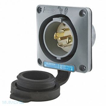 HUBBELL Wtertght Flanged Lcking Inlet Industrial, 4CV71