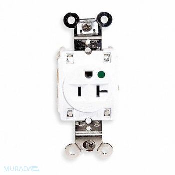 HUBBELL Receptacle Single 20A 5-20R 125V White, 4D065