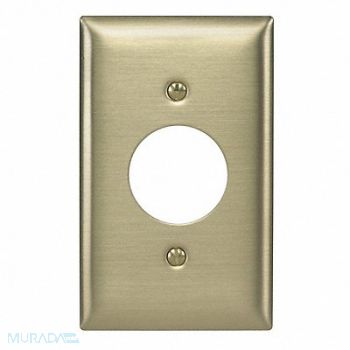 HUBBELL Sng Recept Wll Plt Stnd Brass 1Gng Brsh, 4D157