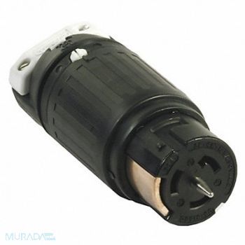 HUBBELL Lockng Plug Strt 50 A Blk Wht Nyl 4Blds, 4D205