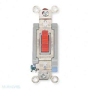 HUBBELL Wall Swtch 1-Pole 120/277V 15A Red Toggl, 4D264