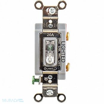 HUBBELL Illuminated Wall Switch 1-Pole 20A Clear, 4D272