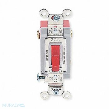 HUBBELL Wall Swtch 2-Pole 120/277V 20A Red Toggl, 4D278