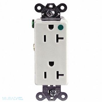 HUBBELL Receptacle Deco 20A 5-20R 125V White, 4D314