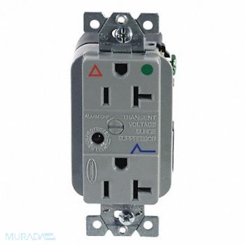HUBBELL Receptacle Deco 20A 5-20R 125V Gray, 4D330