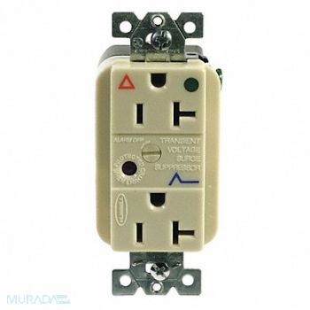 HUBBELL Receptacle Deco 20A 5-20R 125V Ivory, 4D331