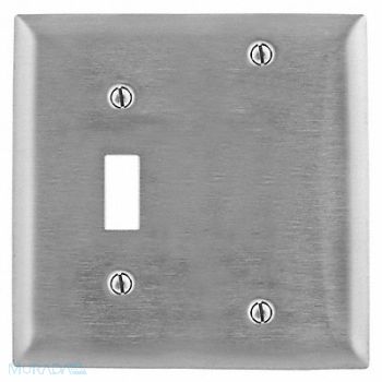 HUBBELL TglSwch/BlankWllPlt Stnd Slvr 2Gng Brsh, 4D487
