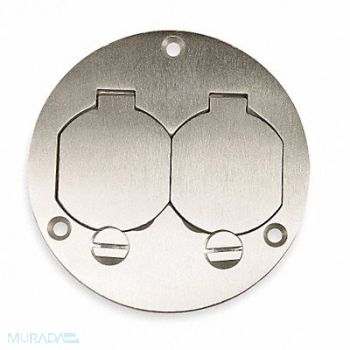 HUBBELL WIRING DEVICE-KELLEMS Floor Box Cover Round Aluminum 3 7/8 in., 4D541