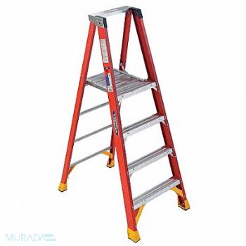 WERNER Platform Stepladder 4 ft FGL 300 lb., 4EB96