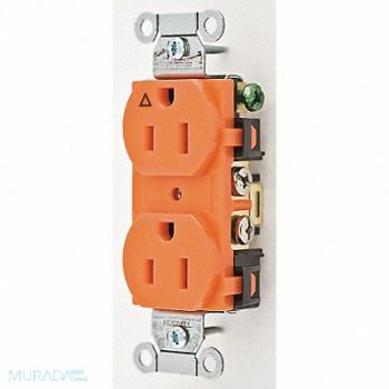 HUBBELL Receptacle Duplex 15A 5-15R 125V Orange, 4ENH2