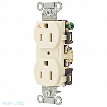 HUBBELL Receptacle Duplex 15A 5-15R 125V Ivory, 4ENH5