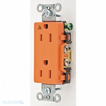 HUBBELL Receptacle Deco 15A 5-15R 125V Orange, 4ENH8
