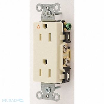 HUBBELL Receptacle Deco 15A 5-15R 125V Ivory, 4ENJ2