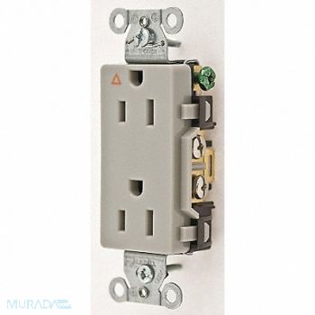 HUBBELL Receptacle Deco 15A 5-15R 125V Gray, 4ENJ1