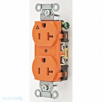 HUBBELL Receptacle Duplex 20A 5-20R 125V Orange, 4ENJ5