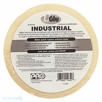 UGLU Adhesive Tape 1 x 65 ft Roll Amber, 4EWF9