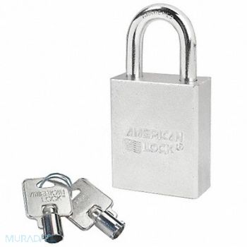 AMERICAN LOCK Keyed Padlock 3/4 in Rectangle Silver, 4EZK3