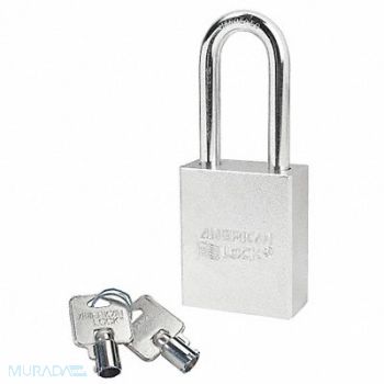 AMERICAN LOCK Keyed Padlock 3/4 in Rectangle Silver, 4EZK7