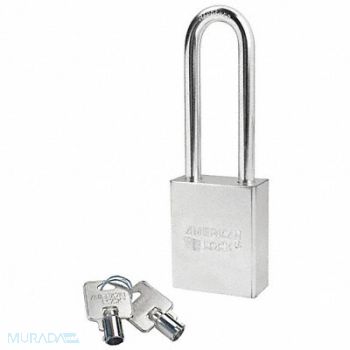AMERICAN LOCK Keyed Padlock 3/4 in Rectangle Silver, 4EZK9