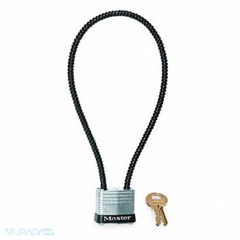 MASTER LOCK Keyed Padlock Rectangle Black Silver, 4EZN4