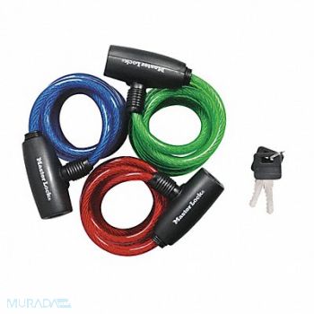 MASTER LOCK Cable Lock 6 Steel Blue Green Red PK3, 4EZN6