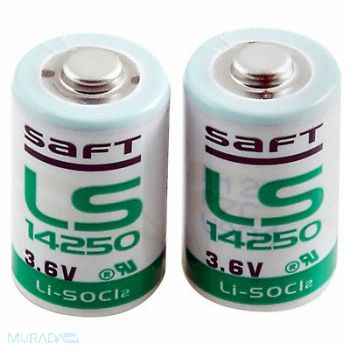 SAFT Battery Lithium Size 1/2 AA 3.6VDC PK2, 4FJL3