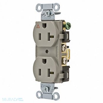 HUBBELL Receptacle Duplex 20A 5-20R 125V Gray, 4FTW5