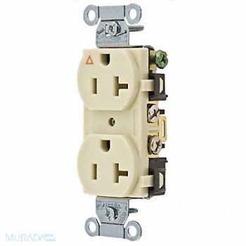 HUBBELL Receptacle Duplex 20A 5-20R 125V Ivory, 4FTW6