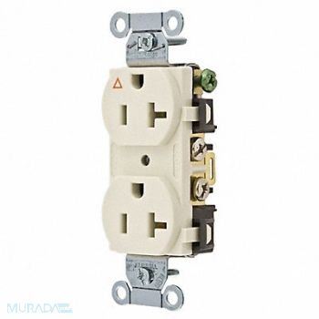 HUBBELL Receptacle Duplex 20A 5-20R 125V Almond, 4FTW7