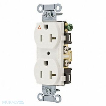 HUBBELL Receptacle Duplex 20A 5-20R 125V White, 4FTW8