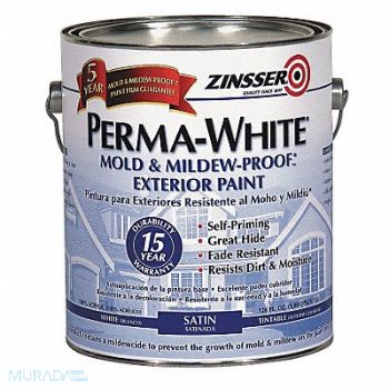 ZINSSER Paint Latex Acrylic White 1 gal., 4FZX6