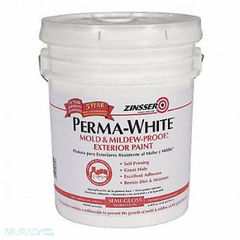 ZINSSER Paint Latex Acrylic White 5 gal., 4FZX7