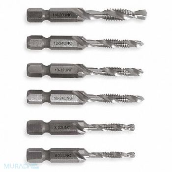GREENLEE Drill/Tap Set 6pc UNC, 4GB12