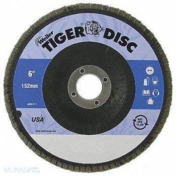 WEILER H7344 Fiber Disc 6 in Dia 7/8in Arbor 40 Grit, 4GJF3