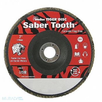 WEILER H7350 Arbor Mount Flap Disc 7in 40 Coarse, 4GJG9