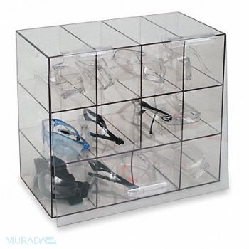 GRAINGER APPROVED Prot Eyewear Disp Case W/ Door Clr PETG, 4GMR7